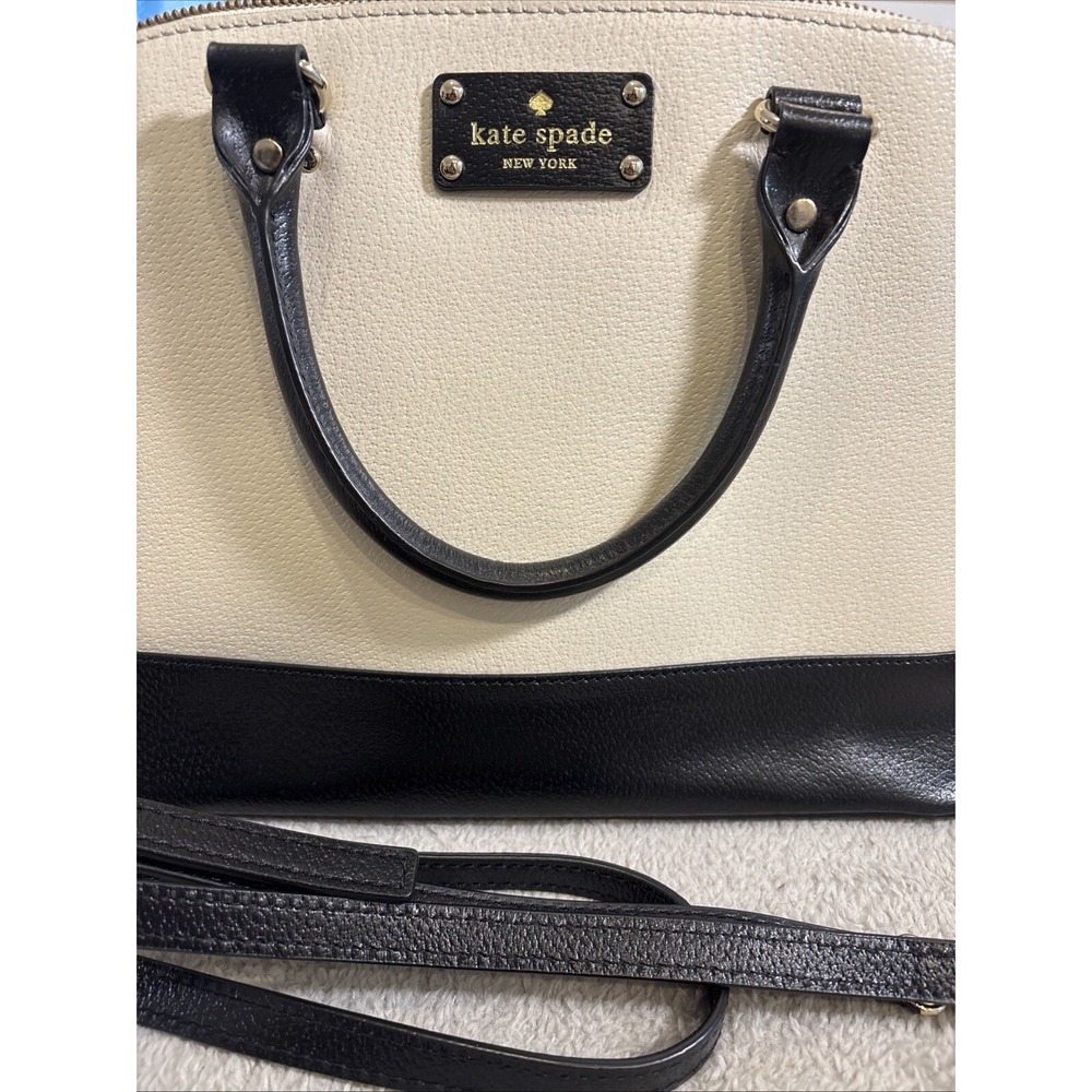 Kate Spade Berkeley Lane Rachelle Satchel Purse Off White Black Cow Leatherโ